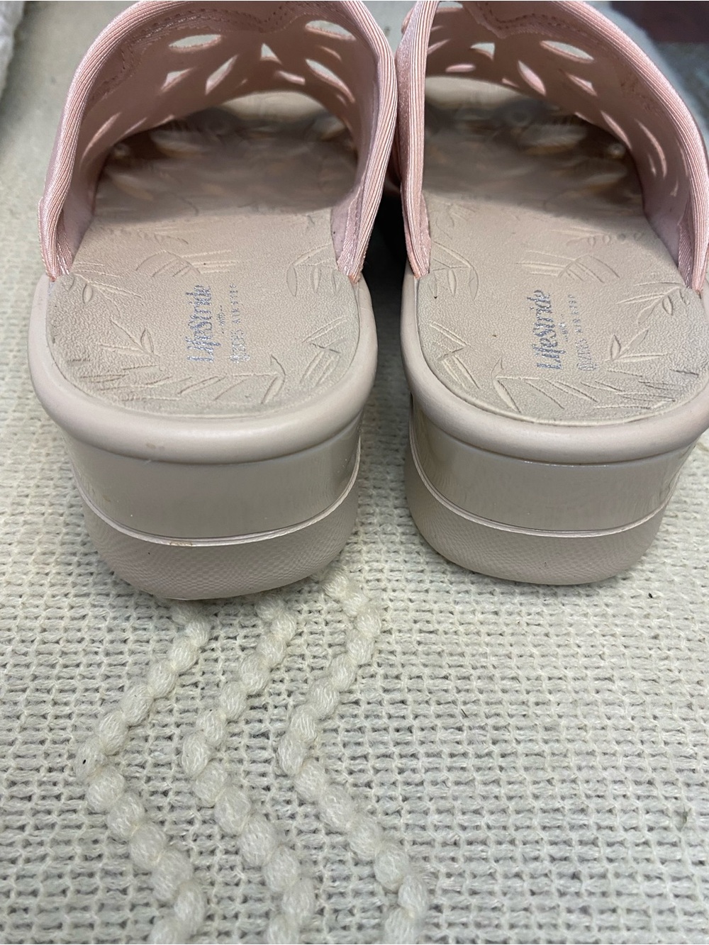 Life Stride Women's Pink Cutout Wedge Slide Sandals - Picture 2 of 6
